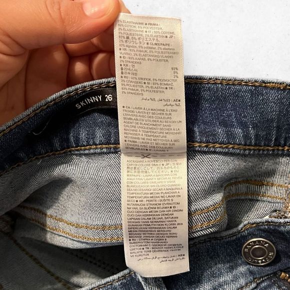 Banana Republic Premium Denim Skinny Indigo Women's 26 Raw Hem Stretch Low Rise - Picture 11 of 12